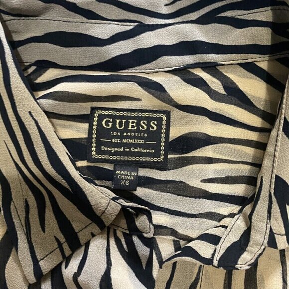 Guess Long Sleeve Shirt Size XS Blouse Semi Sheer Madyson Printed - Picture 4 of 6